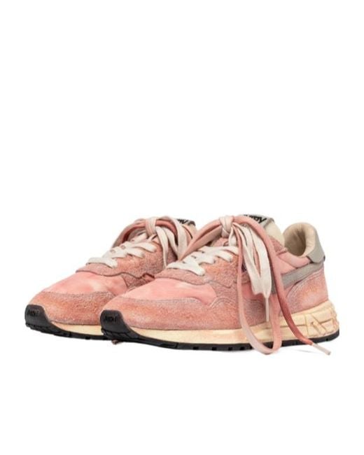 Autry Pink Logo-Patch Sneakers