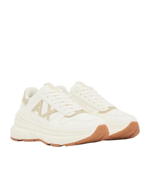 ARMANI EXCHANGE White Sneakers With Metallic Details And Rubber Sole