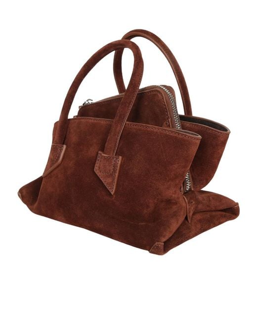 The Attico Brown Mini La Passeggiata Suede Handbag