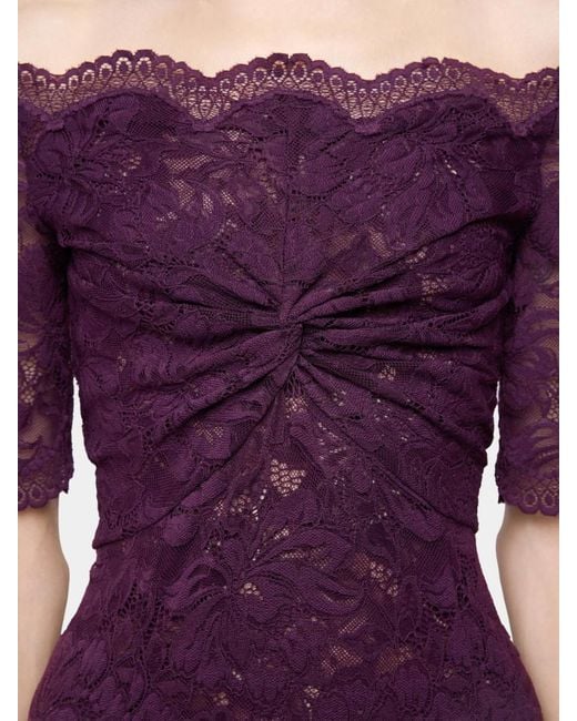 Rabanne Purple Rabanne Short Sleeve Lace Maxi Dress