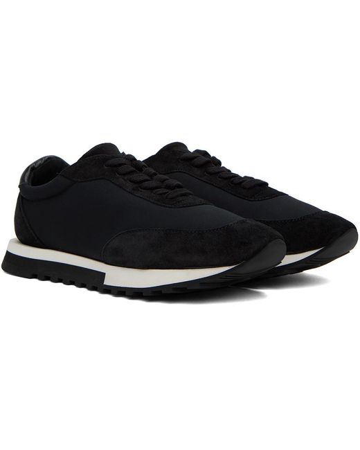 The Row Black Round-Toe Lace-Up Sneakers