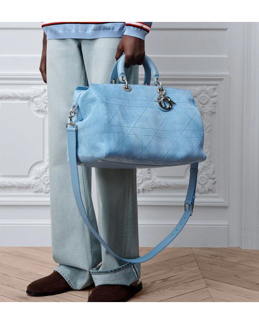 Dior Blue Zippered Shoulder Bag for men