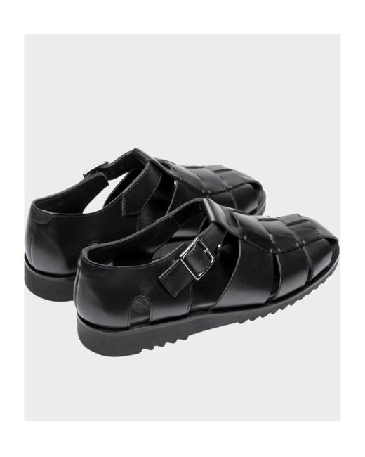 Paraboot Black Hollowed-Out Flat Sandals for men