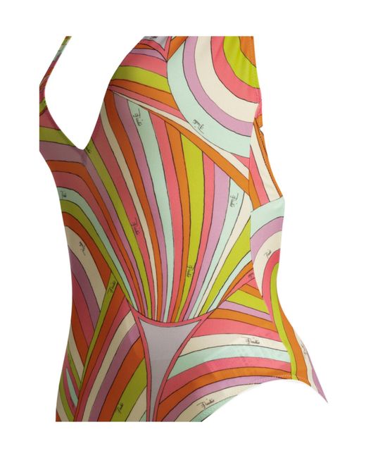 Emilio Pucci Multicolor Spaghetti-Strap One-Piece Swimsuit