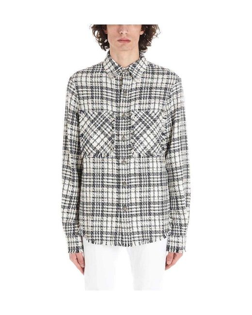 Faith Connexion White Shirt With Frayed Edges And Checked Outside