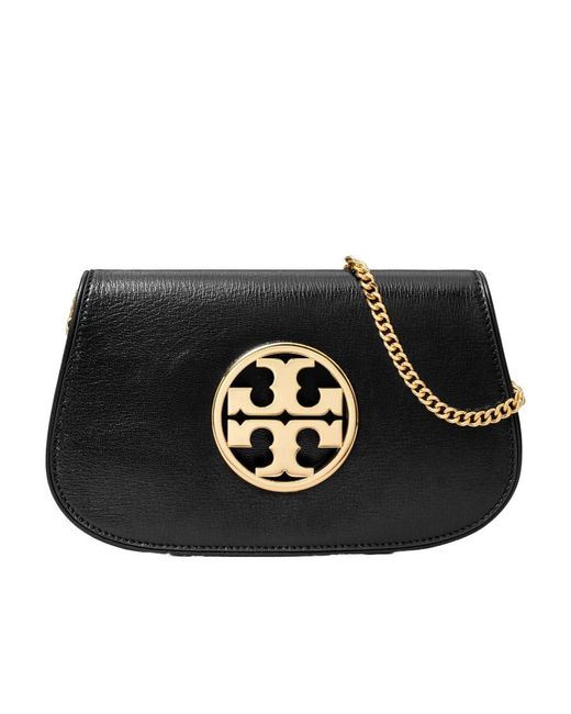 Tory Burch Black Reva Logo Plaque Shoulder Bag