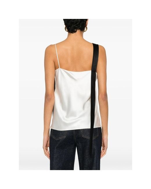 Tom Ford White Tuxedo Band Satin Camisole Top