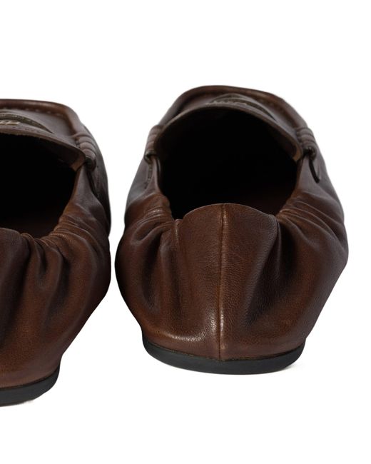 Miu Miu Brown Ruches Nappa Leather Loafers