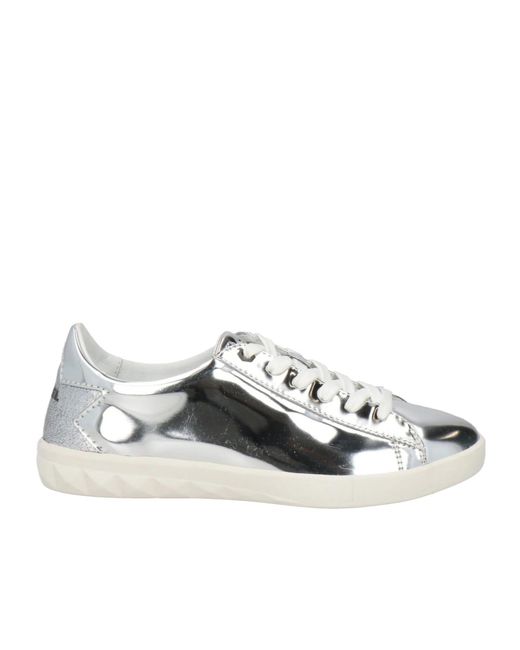 DIESEL White Minimalist Low-Top Sneakers