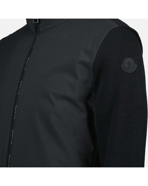 Moncler Black Matt Effect Zipped Cardigan for men