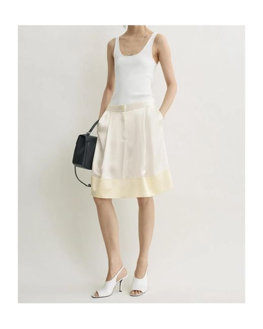 Totême  Natural Totême Contrast Satin-Trim Skirt