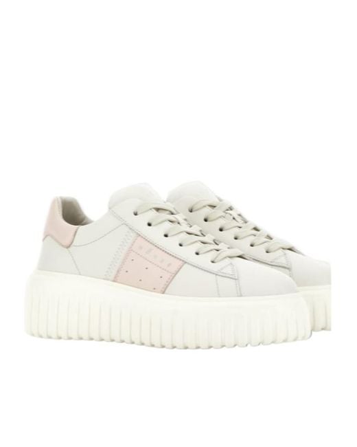 Hogan White H-Stripe Logo Printed Sneakers
