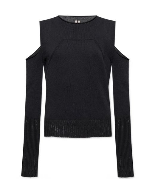 Rick Owens Blue Cut-Out Cotton Jumper