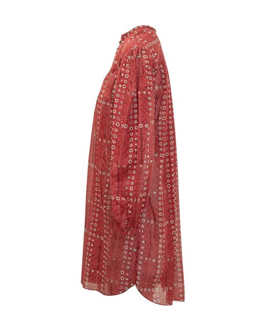 Isabel Marant Red Isabel Marant Étoile Melinda-Ge Long-Sleeved Midi Dress