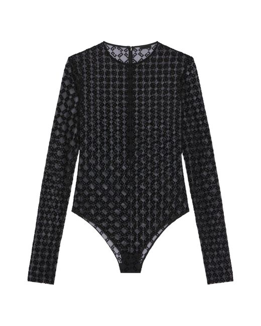 Givenchy Black Monogrammed Sheer Long-Sleeve Top