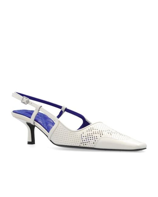 Burberry White Chisel Slingback Square-Toe Pumps