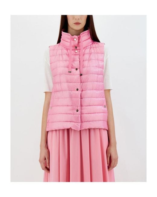 Herno Pink High-Neck Drawstring Reversible Padded Gilet