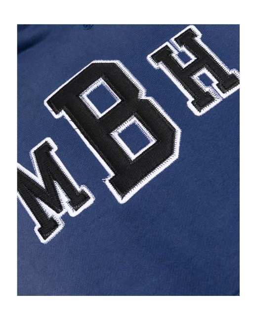 M I S B H V Blue Logo-Embroidered Hoodie for men