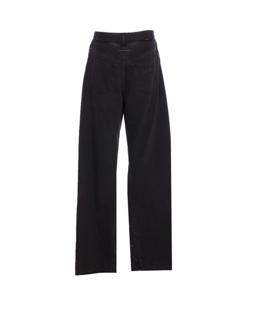 MM6 by Maison Martin Margiela Black Cut-Out Detailed Straight-Leg Jeans