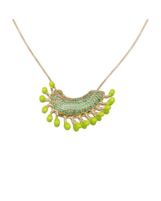 Bottega Veneta White Embellished Pendant Necklace
