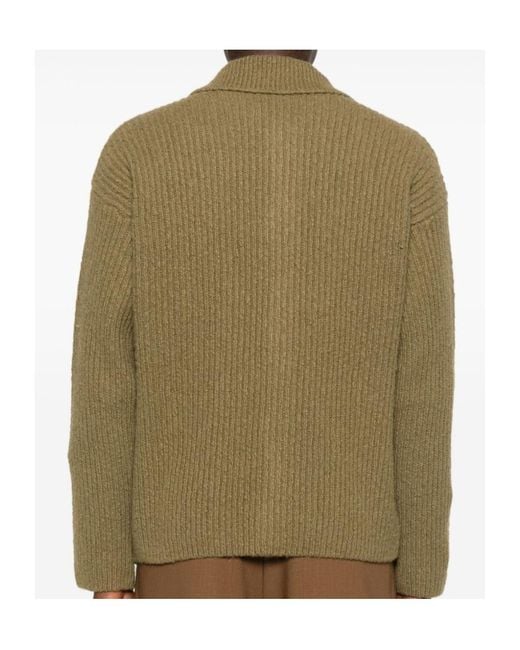AMI Green Ribbed Cardigan for men
