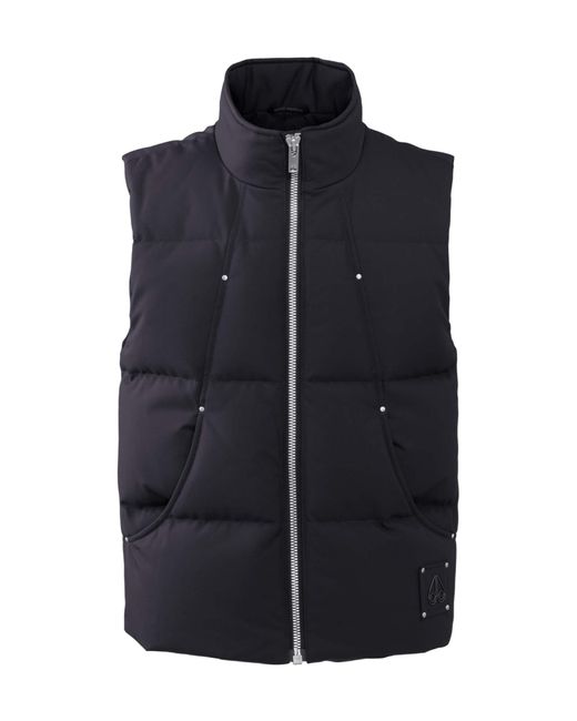 Moose Knuckles Blue Down Vest With Standing Neck