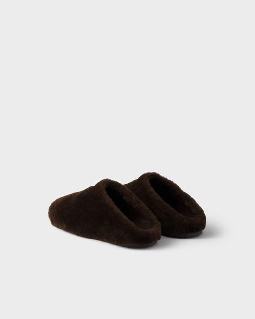 Prada Brown Triangle-Logo Mules