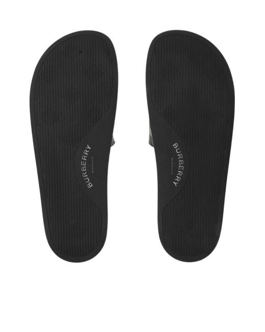 Burberry White Checked Slip-On Slides for men
