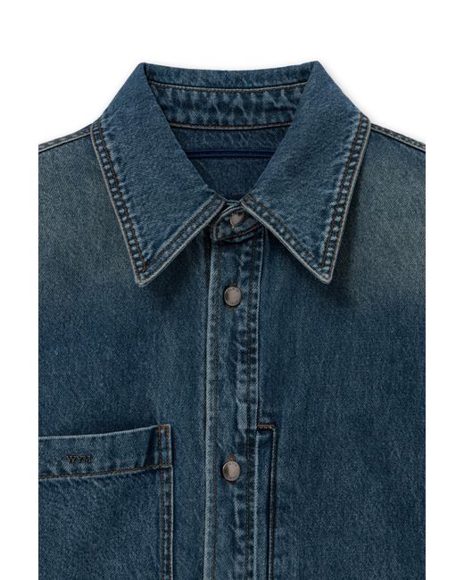 Wooyoungmi Blue Floral Embroidered Denim Shirt for men