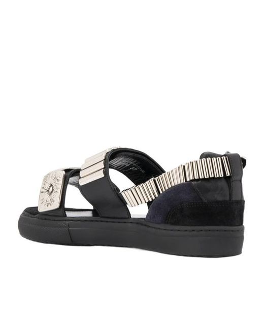 Toga Black Embossed Strappy Sandals