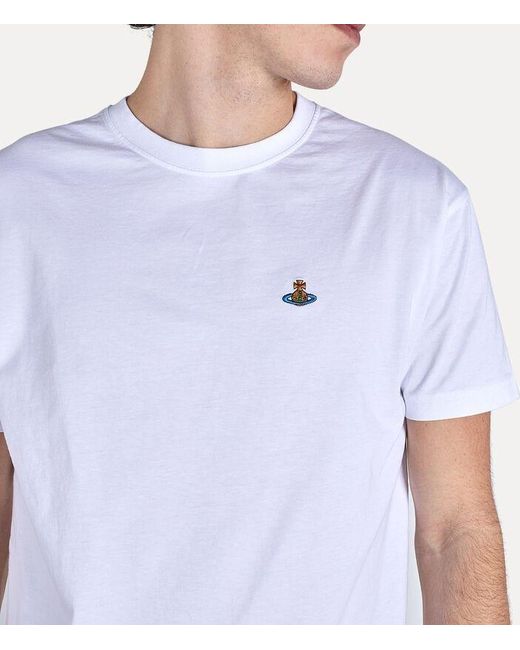 Vivienne Westwood White Orb Embroidered Crewneck T-Shirt for men