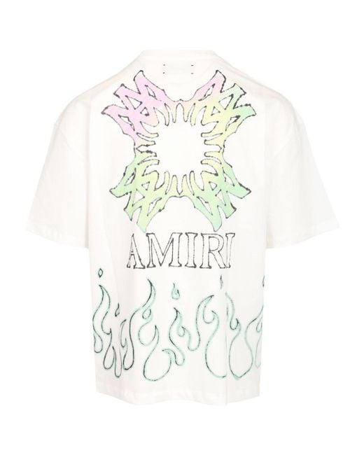 Amiri White Flame Graphic Oversized T-Shirt for men