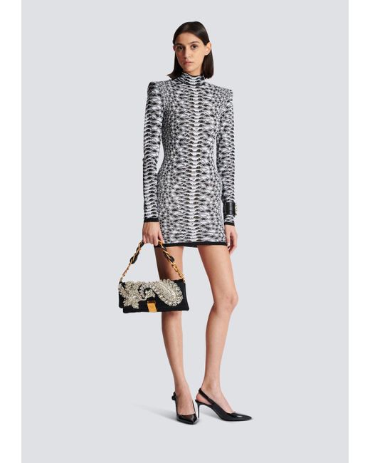 Balmain Multicolor Short Snakeskin Textured Knit Dress
