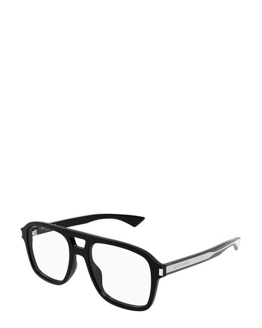 Saint Laurent White Eyewear Pilot Frame Glasses for men