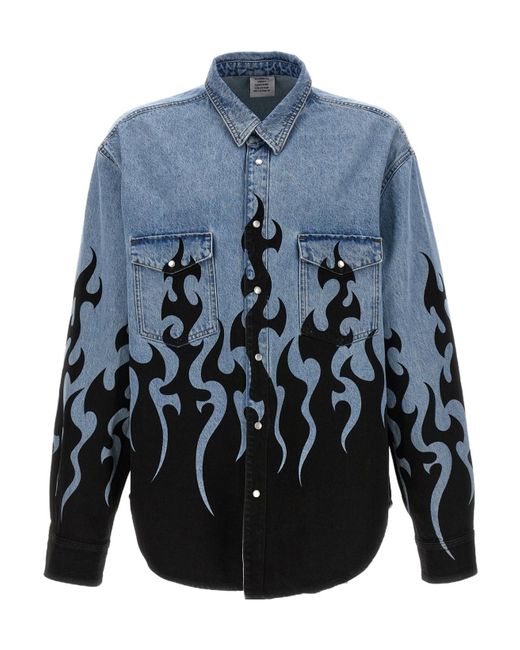 Vetements Blue Fire Printed Denim Jacket for men