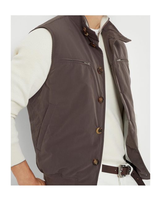 Brunello Cucinelli Brown Button-Up Vest for men