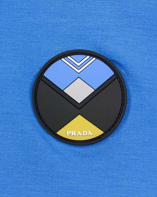 Prada Blue Logo Round-Necked T-Shirt for men