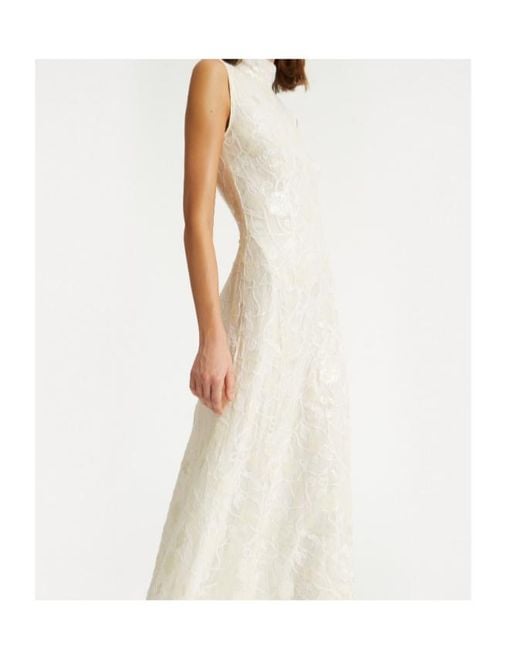 ROTATE BIRGER CHRISTENSEN White Sequin-Lace Maxi Dress