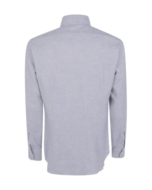 Barba Napoli Blue Long-Sleeved Shirt for men