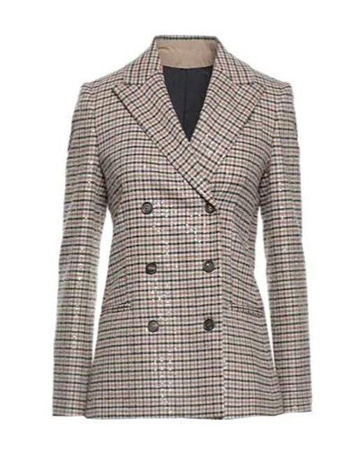 Brunello Cucinelli Gray Plaid Blazer