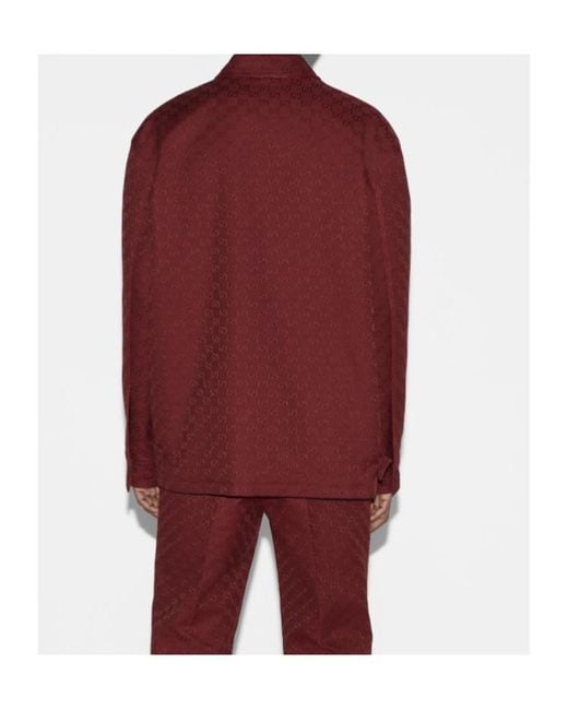 Gucci Red Monogrammed Button-Up Jacket for men