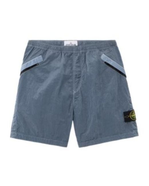 Stone Island Blue Comfort-Fit Shorts With Elasticated Waist for men
