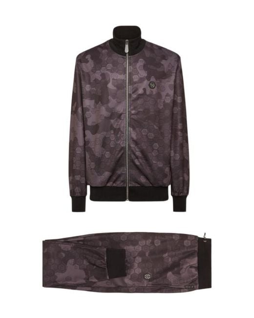 Philipp Plein Brown Camouflage Monogram Tracksuit for men