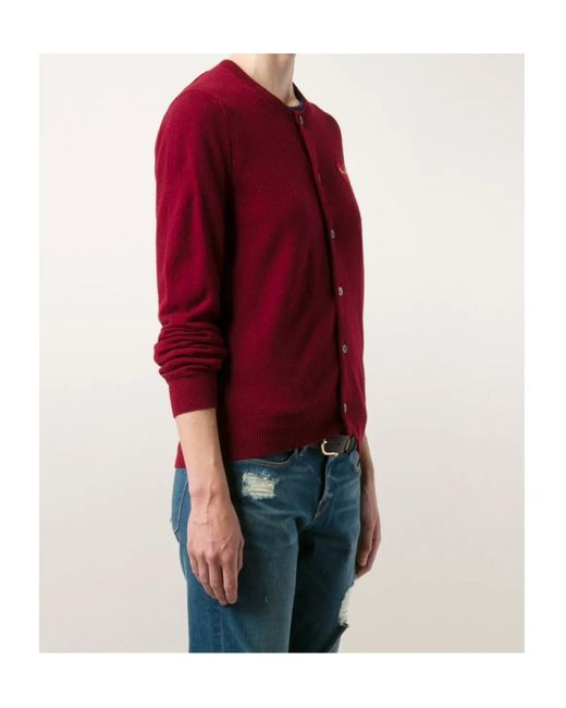 COMME DES GARÇONS PLAY Red Wool Cardigan for men
