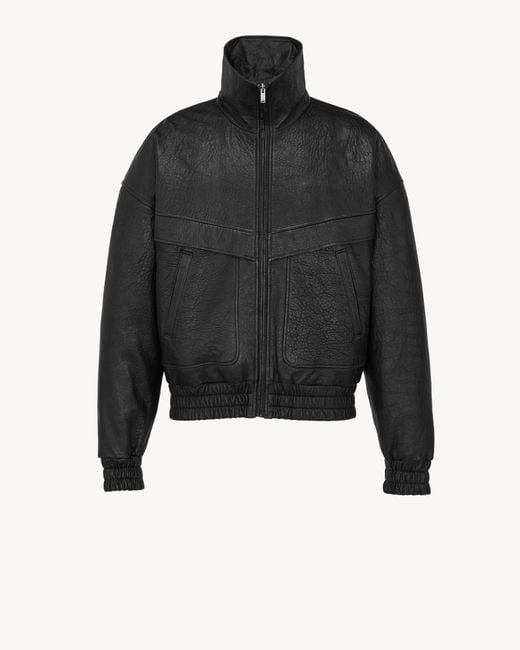 Saint Laurent Black Long-Sleeve Leather Jacket for men