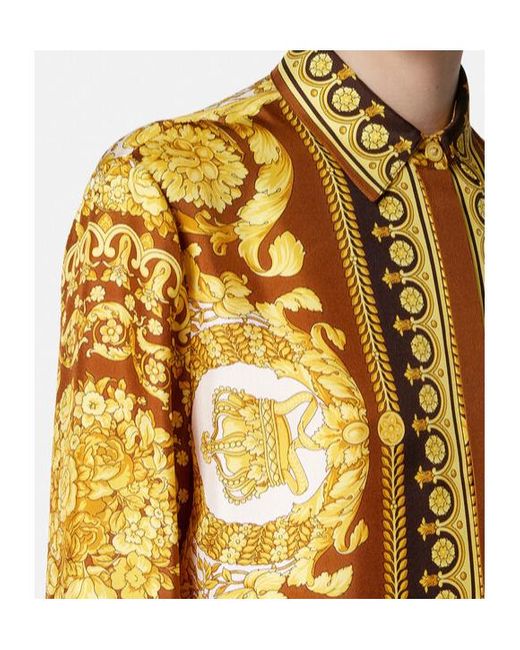 Versace Yellow Pattern-Printed Long-Sleeved Shirt