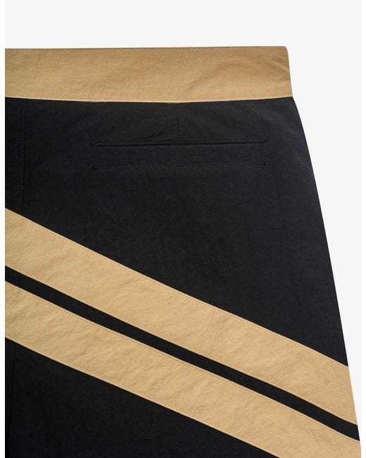 Palm Angels Blue Diagonal-Stripe Drawstring Swim Shorts for men