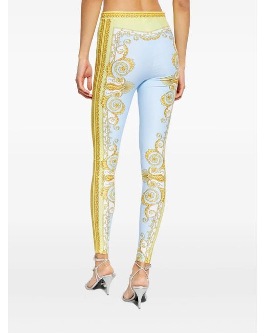 Versace Blue Pattern-Printed Leggings
