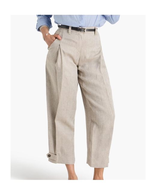 Brunello Cucinelli Gray Casual Pants With Belt Loops