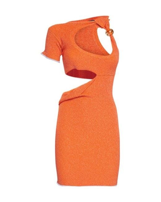 Jacquemus Orange Knitted Mini Dress